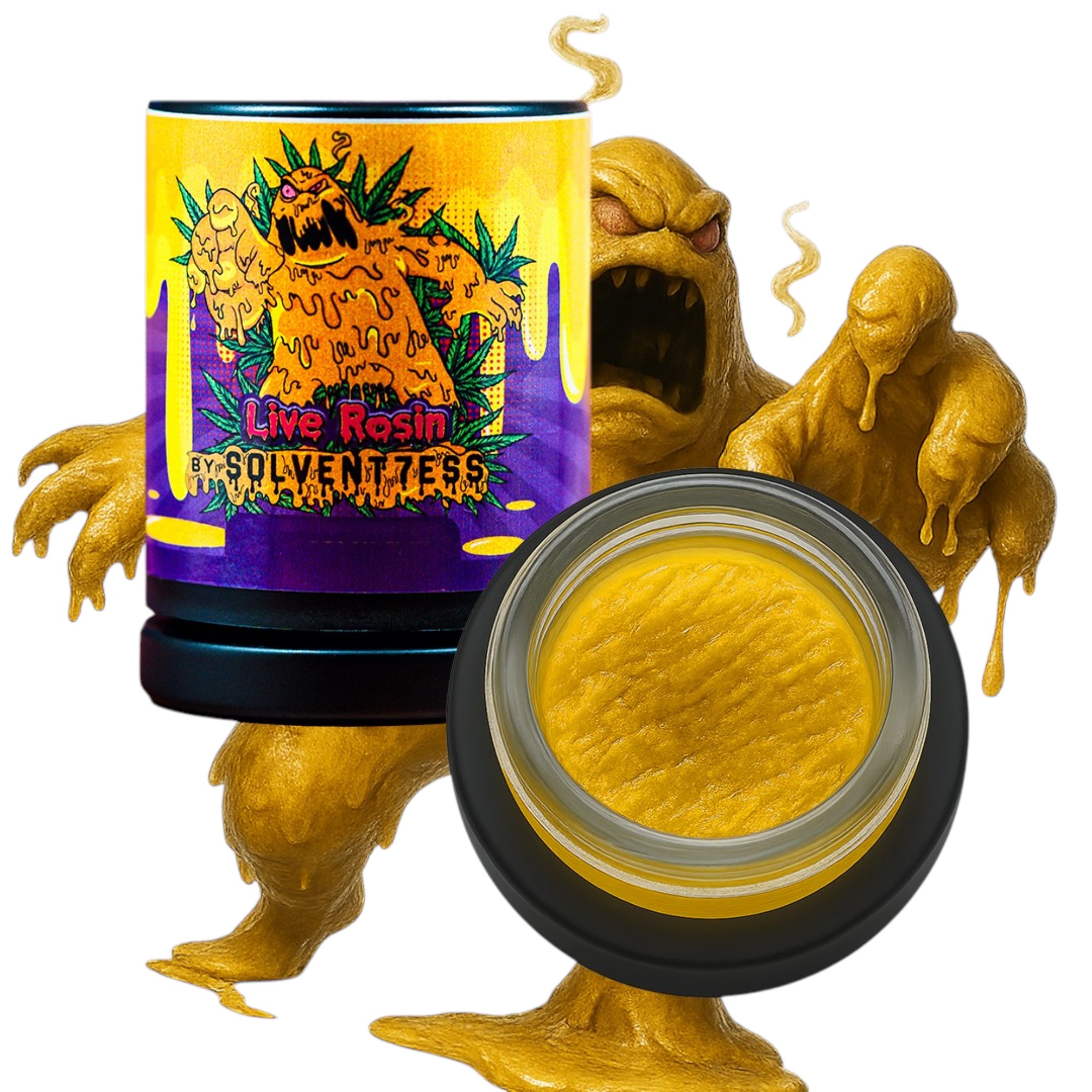 S7 Photos - Live Rosin (Logo + White) SOLVENT7ESS Live Hash Rosin | 1g Premium Solventless Concentrate - Image 1